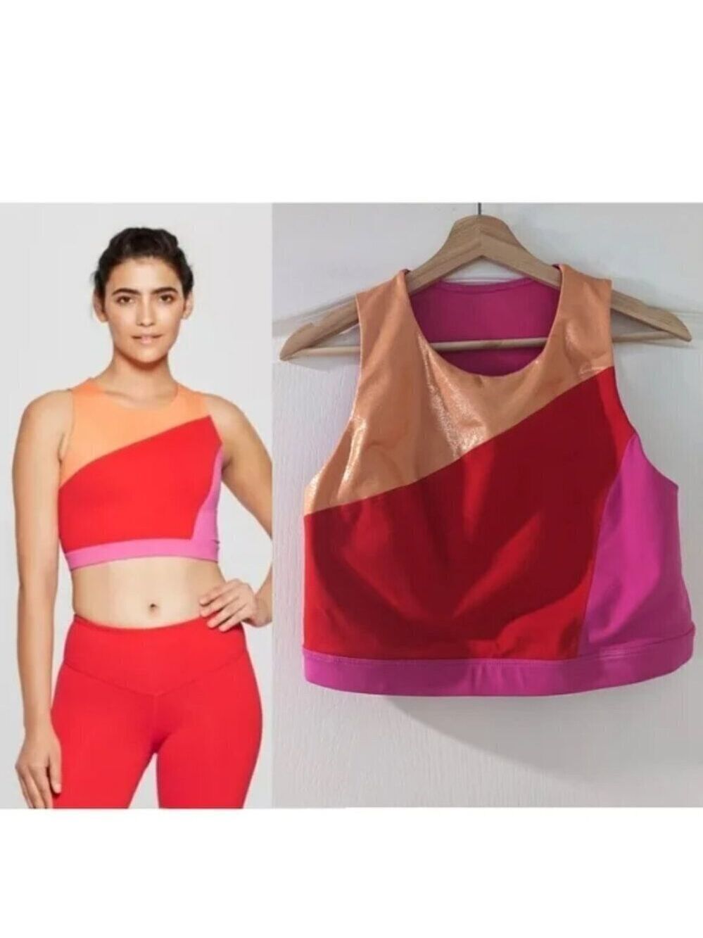 New! JoyLab by Target | Longline pink colorblock sports bra